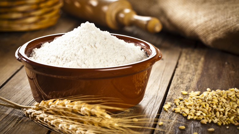 white flour in a bowl