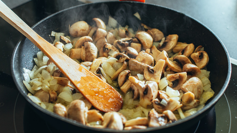 Mushrooms sautéed with onions