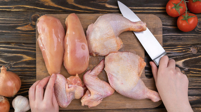 Butchered raw chicken