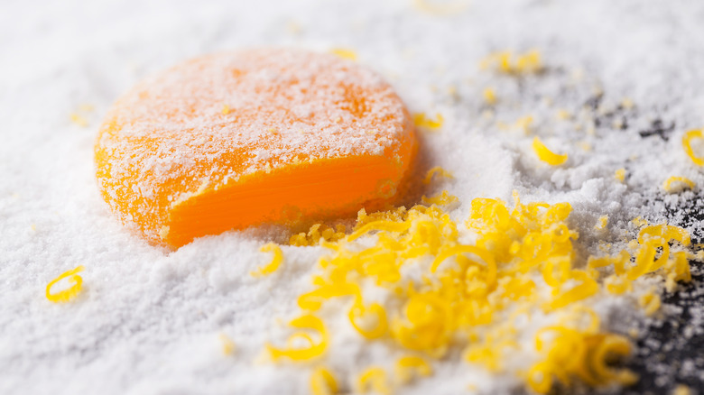 partially grated salt-cured egg yolk