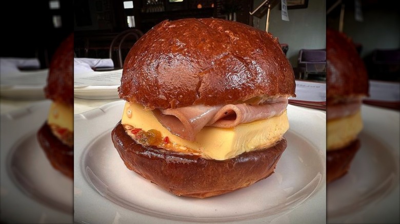 Porcelain egg and cheese sandwich