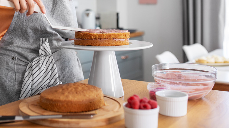 decorating a cake