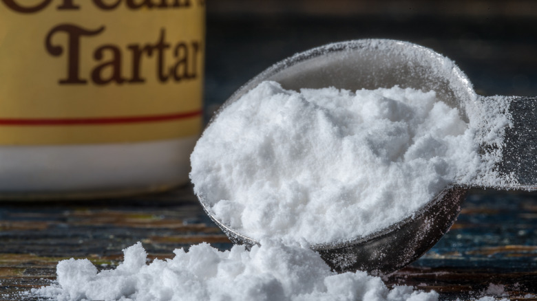 Cream of tartar in a spoon