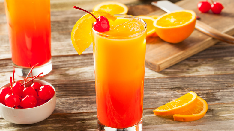 Tequila Sunrise Cocktail with Grenadine