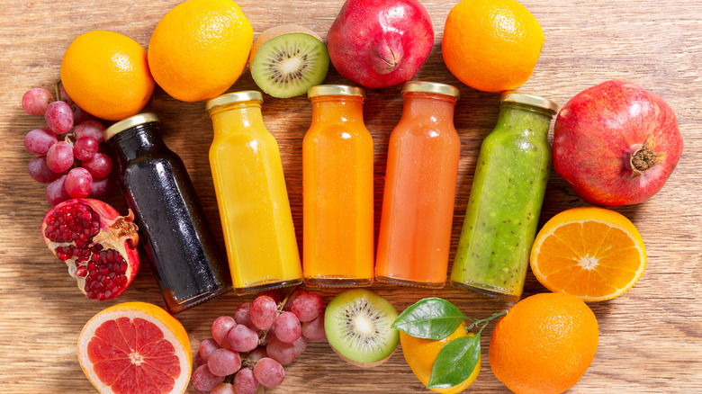 Fruit juices in bottles