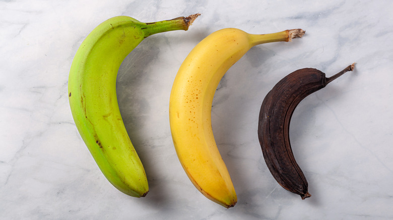 Three stages of a banana