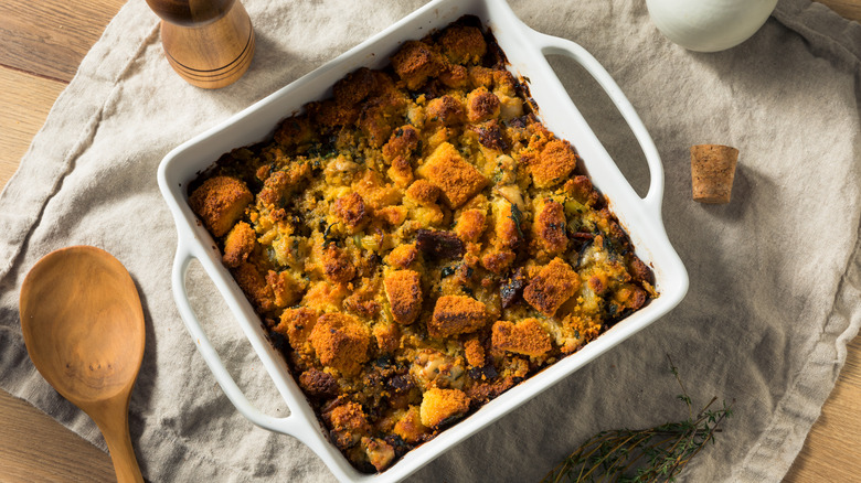 Thanksgiving oyster stuffing dish