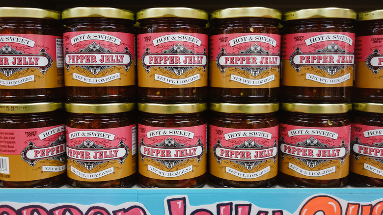 jars of Trader Joe's hot pepper jelly 