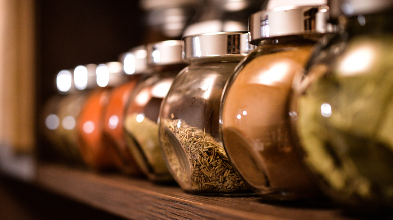 line of spice jars