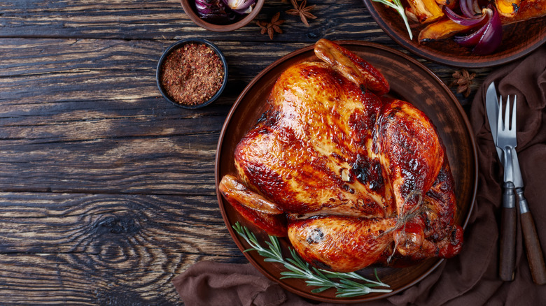 Turkey and rosemary on plate