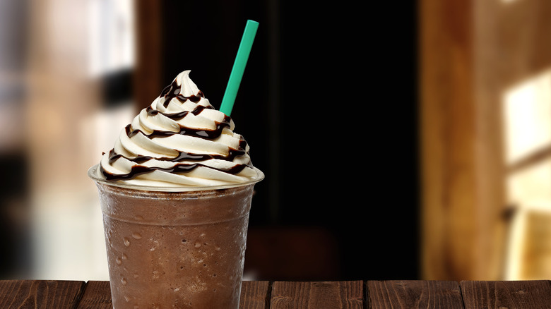 Frappuccino with chocolate sauce