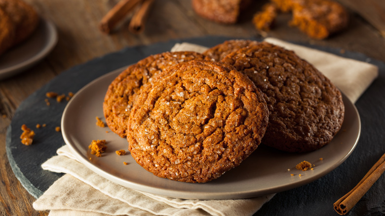 Gingersnap cookies on a plate