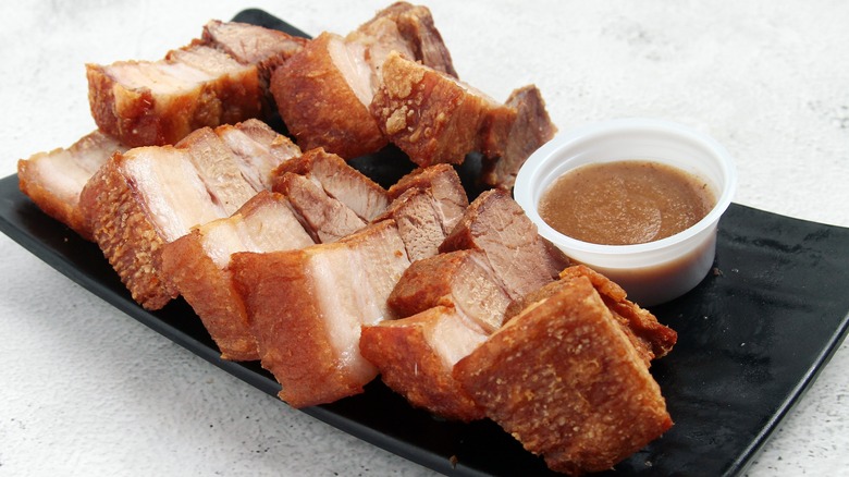 Lechon kawali with dipping sauce