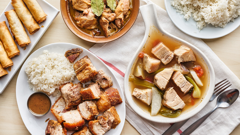 Filipino dinner spread 