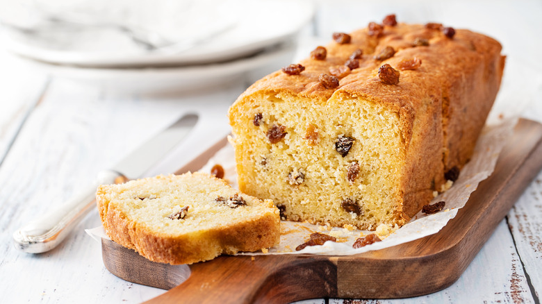 Fruit cake on cutting board