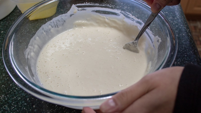 tempura batter in glass bowl