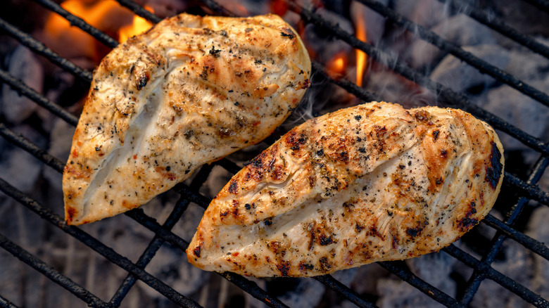 charred chicken breast, grilled