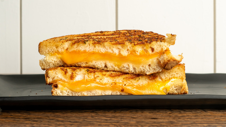 stacked of grilled cheeses