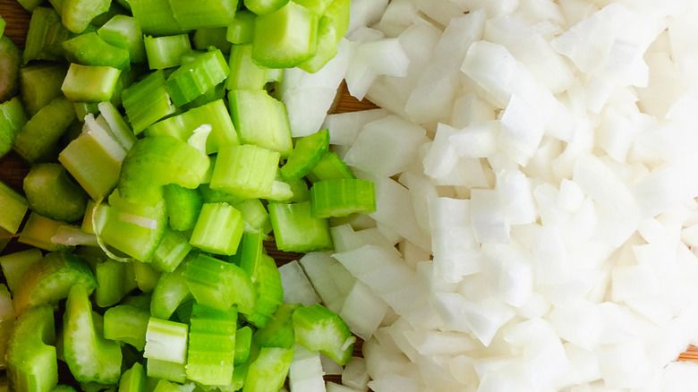 Chopped onions and celery