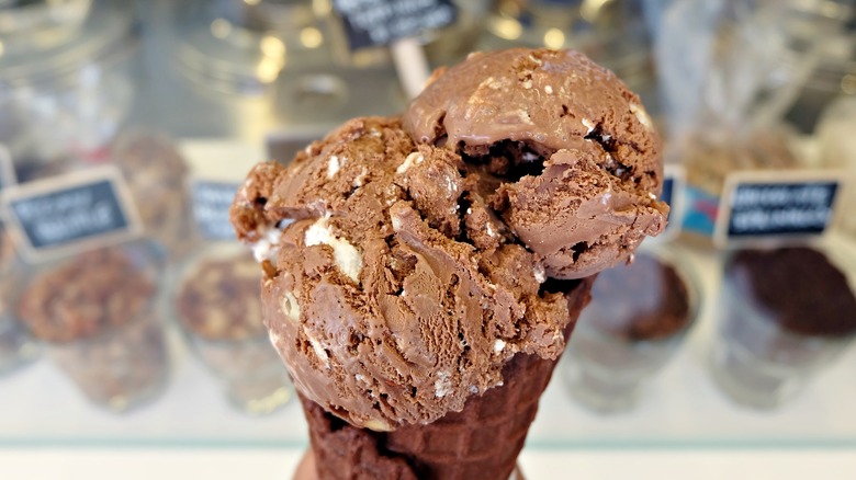 rocky road ice cream cone