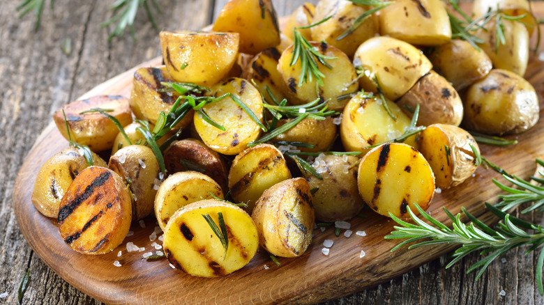 Closeup on grilled potatoes