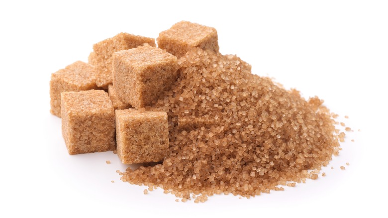 Cubes of brown sugar