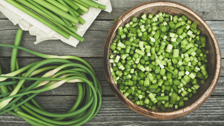 Chopped garlic scapes