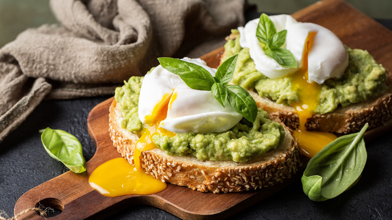 poached eggs on avocado toast