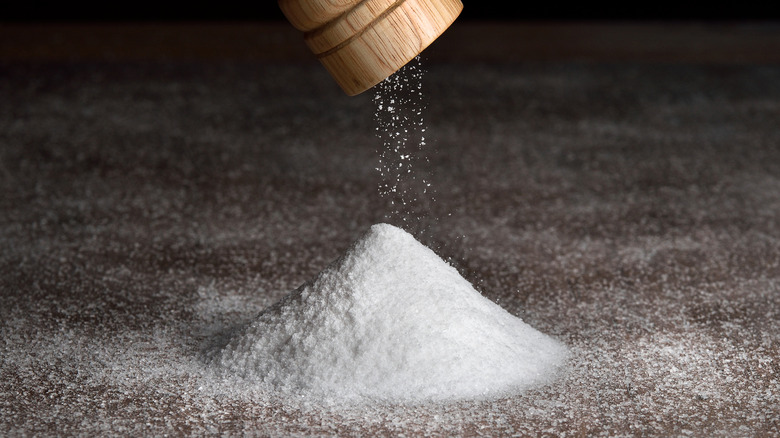 Salt coming out of a salt grinder