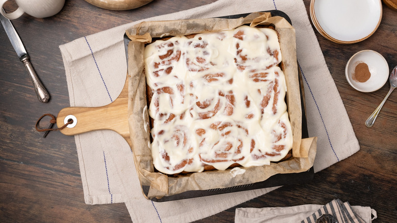 Dish of gluten-free cinnamon rolls