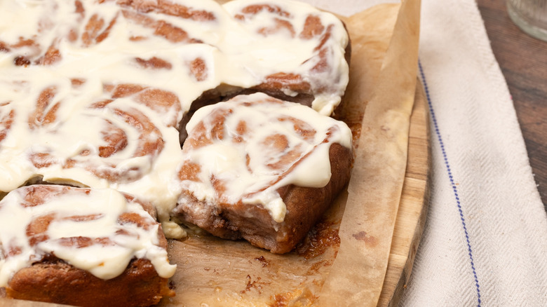 Close-up of gluten-free cinnamon rolls