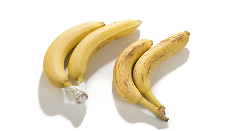 banana with stem wrapped in plastic 