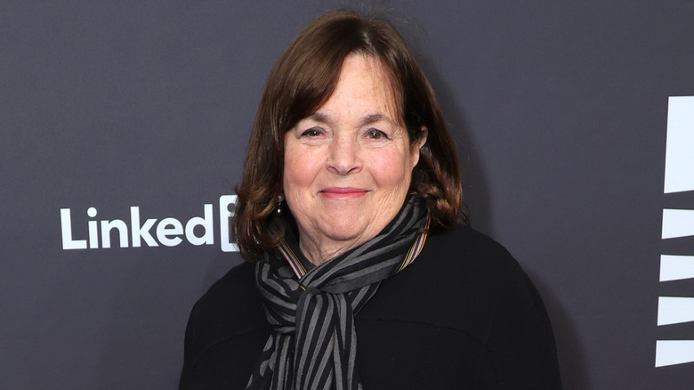 TV star Ina Garten wearing a striped scarf