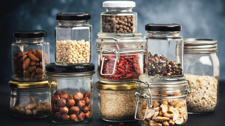 Jars of different nuts.