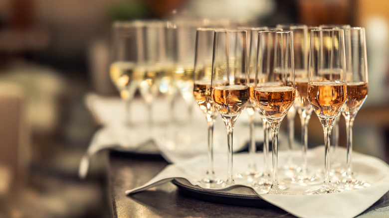 Tray of champagne flutes