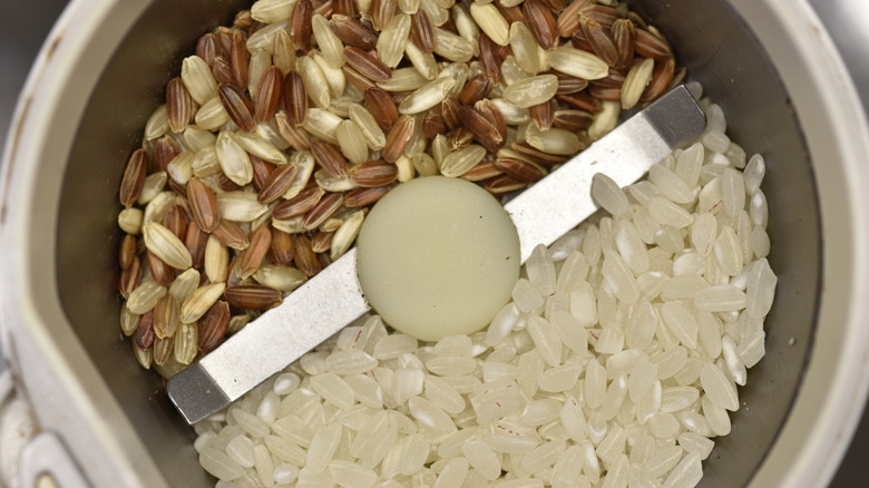 Rice in grinder 