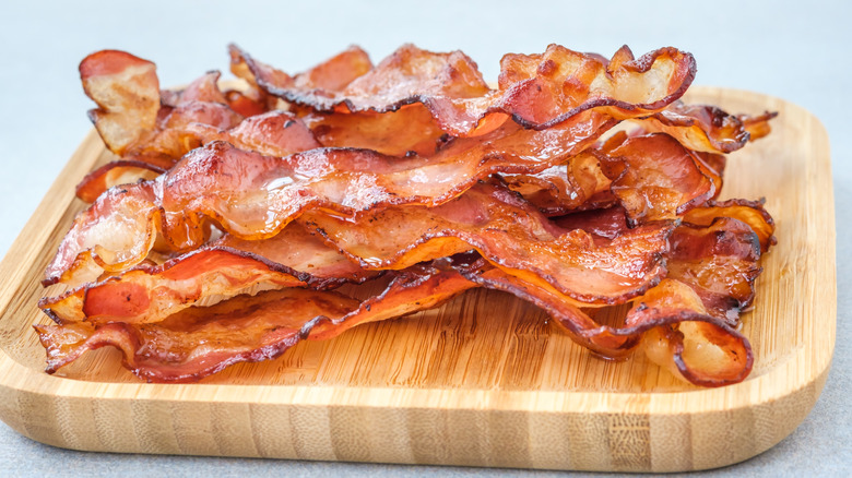 bacon on wood board