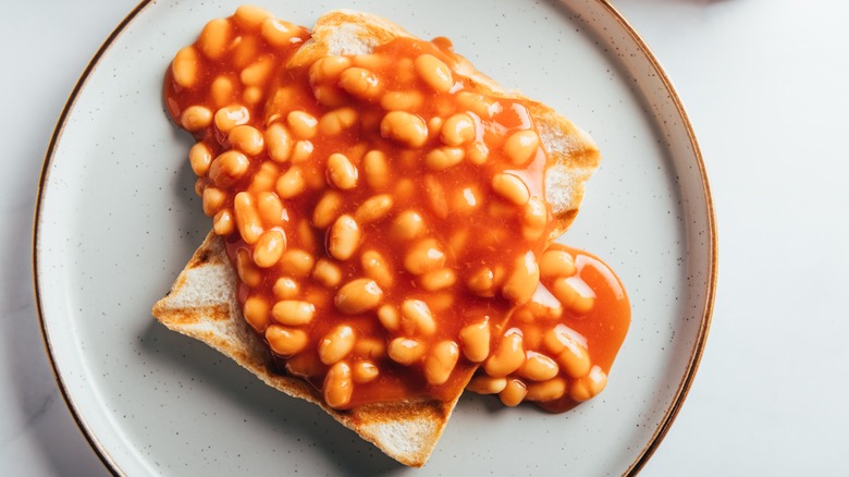 plate of beans on toast