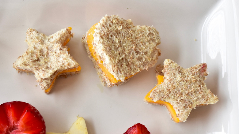 sandwiches cut into heart, stars