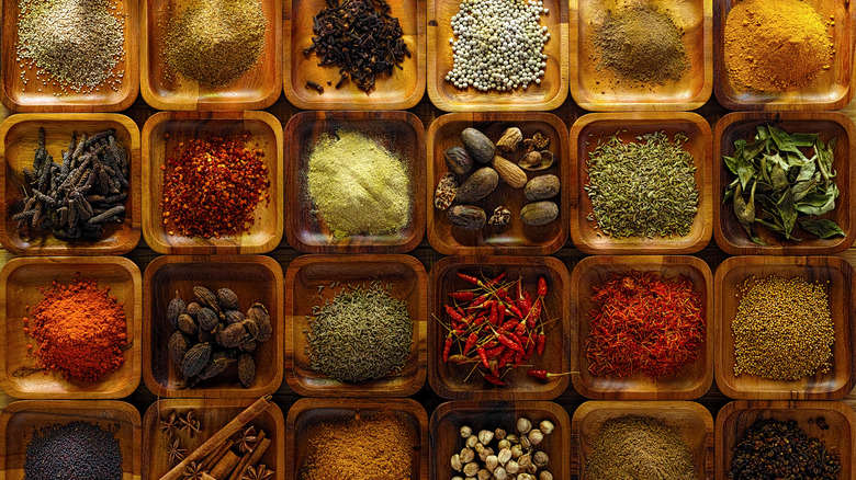 tray full of spices