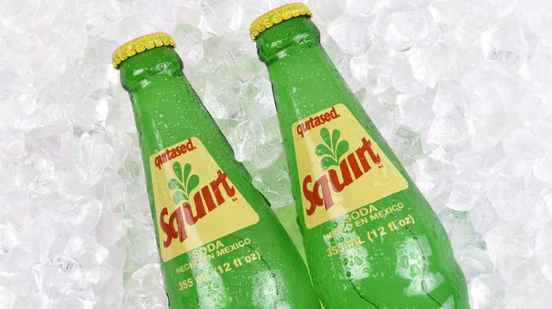 Two bottles of Squirt soda