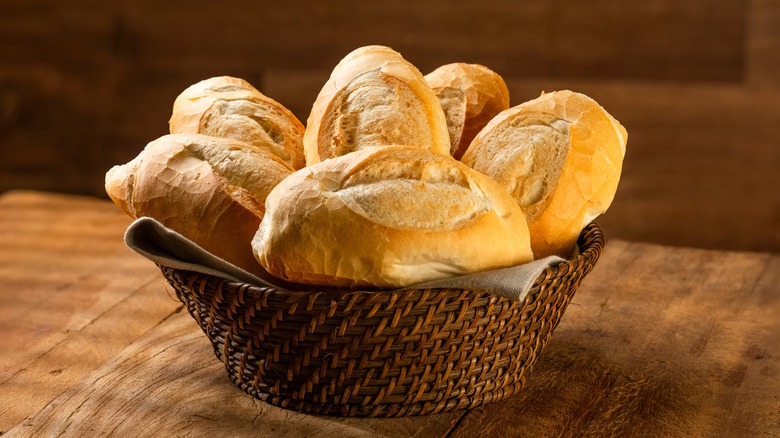 Basket of French rolls for a dinner party