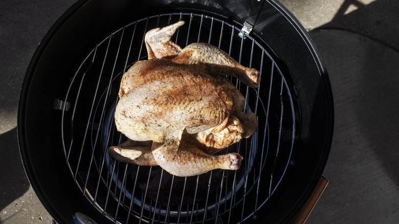 smoking chicken on grill