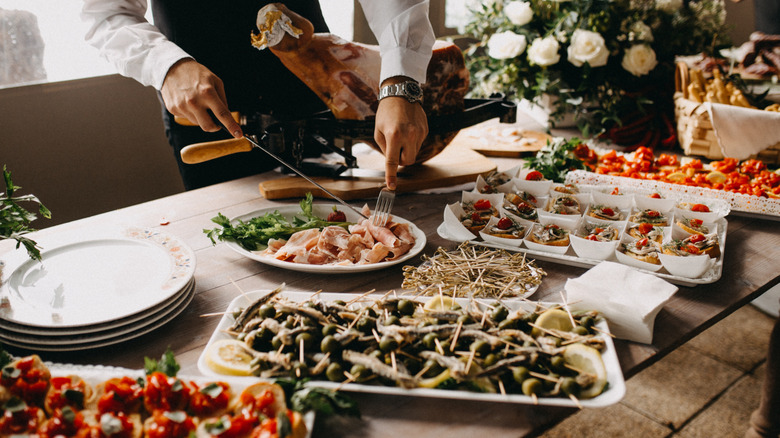 appetizer buffet on a table