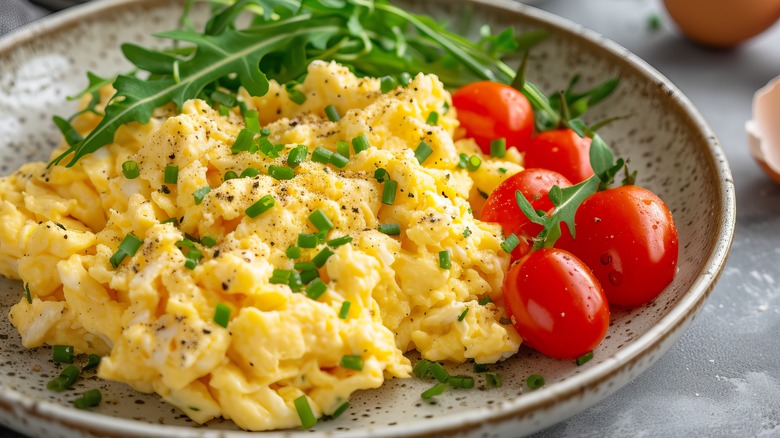 plate of scrambled eggs