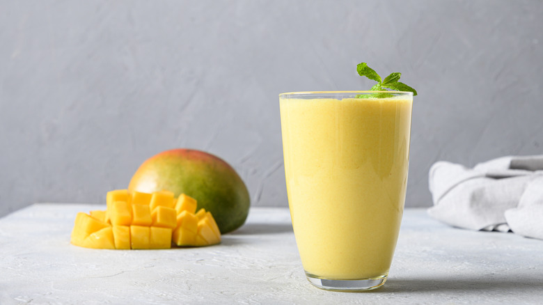 mango lassi in a glass