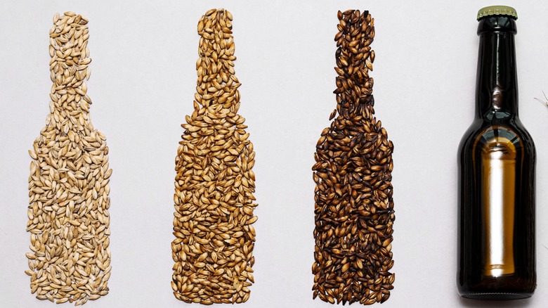 Beer malt shaped into bottles