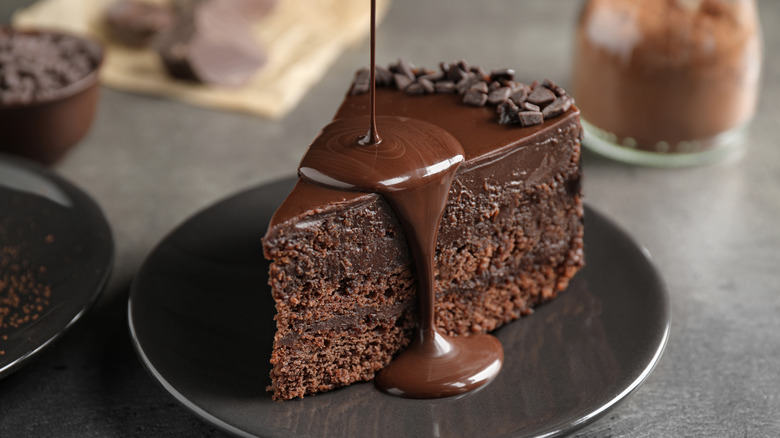 Slice of chocolate cake