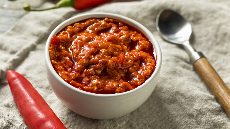 bowl of calabrian chili paste