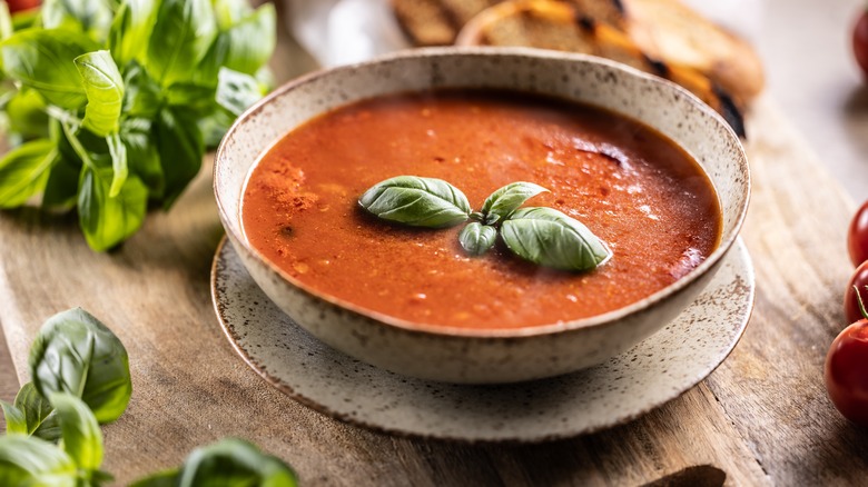 tomato soup in bowl